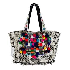 Antik Batik Udipi Cavas Colorful Exotic Bohemian Women's Tote NWT